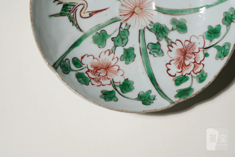明晚期 景德镇古渡红绿彩花鸟图盘一对 - 图11